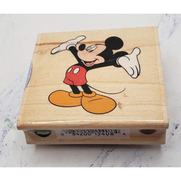 Disney Cartoon Mickey Mouse All Night Media Wood Mounted Rubber Stamp - Picture 1 of 7